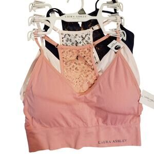 LAURA Ashley NWT 3pk lace back long line removable pads‎ bras S